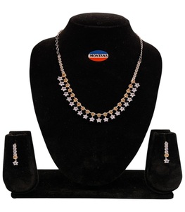 ชุดเครื่องประดับวินเทจสแตนเลสทำด้วยมือของผู้หญิงต่างหูสร้อยคอเพชรสีดำสำหรับงานแต่งงานของขวัญงานหมั้นวันครบรอบ - Product Image 1