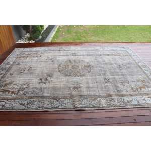 Turkish Rug, 6.9x10.3 ft Oversize Rug, Gray <b>Brown</b> <b>Wool</b> Rug - Product Image 3