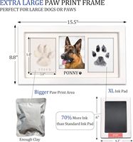 Kit d'empreintes personnalisées en bois pour bébé et animal de compagnie : cadre photo, empreinte de pied en argile, tampon encreur Clean Touch, empreinte de patte pour chat et chien