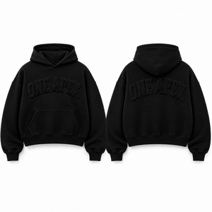 Sweat à capuche surdimensionné noir personnalisé pour homme, en coton épais, brodé, hiver, 2 pièces, streetwear, respirant, séchage rapide - Product Image 5