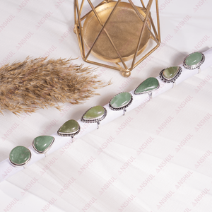 Bagues Cabochon Tendance en Aventurine Verte Naturelle Premium, Bijoux de Méditation en Pierre Semi-Précieuse Guérisseuse, Cadeau Unisexe pour Fête - Product Image 5