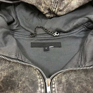 Pull en éponge française 100% coton sans ficelle Vintage sweat à capuche lavé à l'acide imprimé personnalisé coupe bord brut sweats à capuche de détresse - Product Image 4