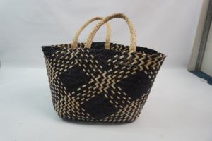 Bolso tejido hecho a mano de algas marinas con asas fáciles de llevar Conveniente cierre abierto - Product Image 2