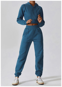 Conjunto de chándal de ropa informal Vintage para mujer 2024, parche bordado desgastado, sudaderas con capucha y cremallera lavadas con ácido, conjunto de chándal personalizable - Product Image 6