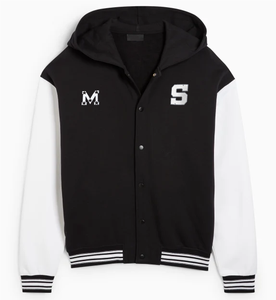 Veste Letterman à la mode avec logo personnalisé veste universitaire avec capuche fermeture à glissière en toile couleurs contrastées hiver - Product Image 5