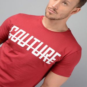 T-shirt palangre rouge rose pour homme-Coupe ajustée, manches courtes, 100% coton peigné à anneaux fins, 200g/m2 - Product Image 5