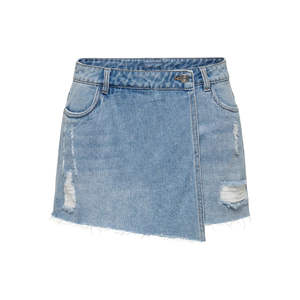 Custom Summer New Arrival High Quality Unisex Light Blue Denim Shorts Asymmetrical Rip Denim <b>Skirt</b> Breathable Hot Waxed Fabric - Product Image 2