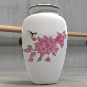 Fleur rose avec colibri adulte crémation urne sac en velours gratuit mémorial en métal pour cendres pour maisons funéraires - Product Image 6