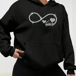 Sudadera con capucha de diamantes de imitación para mujer de alta calidad con logotipo personalizado cuello con capucha de invierno nueva tendencia producto al por mayor - Product Image 1