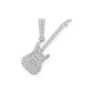 Joyería de Moda de Lujo de Primera Calidad, Guitarra Eléctrica de 0.33 Quilates, Colgante de Diamante Natural en Oro de 14K, Regalo para Hombre o Mujer - Product Image 1