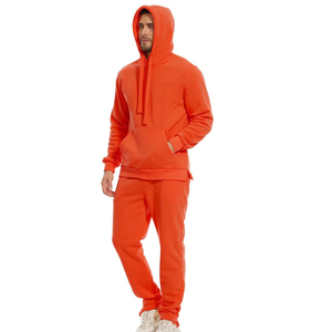 Men's Winter Hooded Casual Fitness 2-Piece Sets Heavyweight 100% Cotton Long Sleeve Knitted Straight Outerwear Breathable - Product Image 6