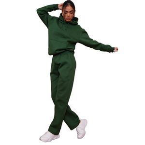 Alta calidad de gran tamaño Zip up Crop Top Sudadera con capucha y Jogger Set Custom Two Pieces Streetwear Mujeres Chándal Chaqueta Conjunto con capucha - Product Image 1