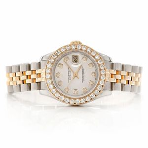 Luxury Moissanite Diamond Two Tone Watch Stainless Steel Iced Bezel Date Display Unisex <b>Wristwatch</b> - Product Image 1