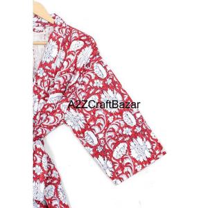 Chaqueta Kimono A2ZCraftBazar 100% Algodón, Estampado Floral, Reversible, Transpirable, Acolchada, Cuello en V, Botones Cubiertos, Multi-Temporada - Product Image 3