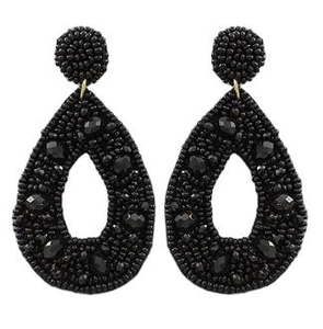 ต่างหูลูกปัดทรงกลมสไตล์คลาสสิกสีดำปักสีที่ดีที่สุดสำหรับผู้หญิงสวมใส่ในงานปาร์ตี้ลูกปัดข้าวสีดำกลม - Product Image 3