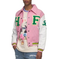 Veste universitaire de baseball avec patchs brodés en chenille pour l'hiver pour hommes, avec manches en cuir et placement du logo sur le devant