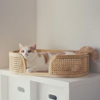Lit pour animaux en rotin, commerce du Vietnam, vente en gros de lits pour animaux en rotin, tissage à la main naturel, bleu et rose, respirant, fabriqué à la main, acheter directement au Vietnam