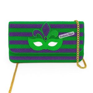 Sac à bandoulière perlé inspiré du Mardi Gras Sacs à main élégants pour le carnaval et les événements - Product Image 6