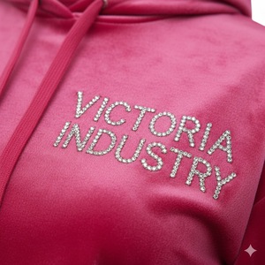 Ensemble de survêtement en velours éco-responsable pour femmes, taille plus, sweat-shirt ample, pantalon évasé, poche arrière avec logo, sweat-shirt long, costume en velours - Product Image 6