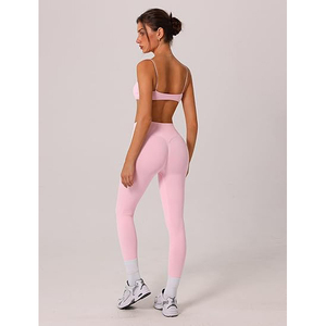 Conjuntos de Yoga, Leggings de Cintura Alta con Elástico Frontal, Sujetador Deportivo a Juego, 2 Piezas, Sin Costuras, Elásticos, Transpirables, Ropa Deportiva para Mujer - Product Image 4