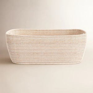 Cesta rectangular de ratán, ligeramente acampanada, cesta de almacenamiento hecha a mano, venta al por mayor, ecológica, hecha en Vietnam - Product Image 2