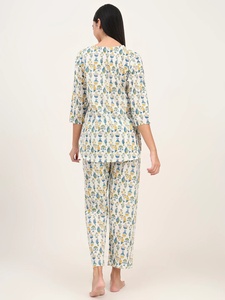 Ensemble short 2 pièces en coton pour femme, imprimé floral ethnique, longueur cheville, style loungewear Kurta Pant, ODM, écologique, pour l'été - Product Image 2