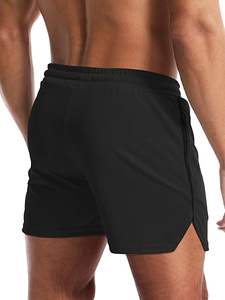 Shorts de sport en coton mélangé lavé uni, confortables, taille élastique, unisexe, pour entraînement de performance extensible, couture - Product Image 6