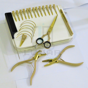 Kit de herramientas de extensión de cabello para salón de belleza, Color dorado bronceado, logotipo personalizado gratis, lo más vendido de fábrica - Product Image 3