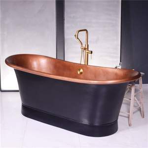 Bañera de cobre al por mayor con colocación independiente y pátina rústica para una lujosa decoración de baño para el hogar - Product Image 3