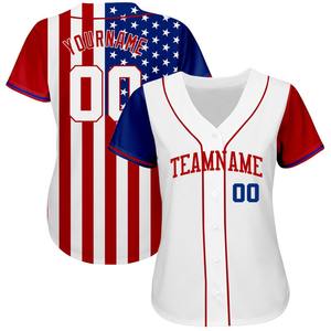 Maillot de baseball authentique avec drapeau américain 3D blanc-rouge personnalisé - Product Image 2