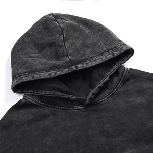 Sweat à capuche unique en coton noir pour hommes, coupe régulière, lavage à l'acide, sur mesure, sweats à capuche de haute qualité chez Nurak 2025 - Product Image 2