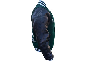Veste d'hiver de qualité supérieure pour hommes 100% laine véritable coupe-vent col montant Letterman Design haute rue manches en cuir avant - Product Image 3