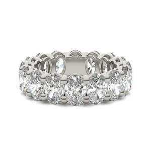 Bague d'éternité pour femme en or blanc 14 carats, taille 7, 5,6 CTW, diamant ovale de laboratoire (G-Vs) VS1+, taille radiant, motif géométrique, jaune - Product Image 4