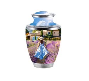 Urna de cremación de aluminio de alta calidad para cenizas humanas urnas de recuerdo Seashore Stone Theme Impreso - Product Image 6