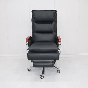 Silla Ergonómica Ejecutiva Moderna para Oficina con Reposapiés de Masaje Reclinable, Estructura de Acero Inoxidable, Ajuste Manual, Giratoria y con Elevación - Product Image 4