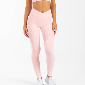 Venta al por mayor personalizado Rosa almizcle NKD cintura cruzada banda Leggings alta Cruz sobre la cintura y ropa activa moda gimnasio Leggings para mujeres - Product Image 1