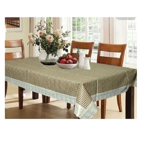 Mantel personalizado para comedor, tela de algodón orgánico 100% con bordado de flores marrones, OEM o ODM, rectangular, Natural, con certificado GOTS - Product Image 4