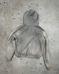 Sudaderas con capucha desgastadas personalizadas Algodón de gran tamaño Hombres Cintura elástica Lavado ácido desteñido por el sol Ropa de calle rasgada para hombres Sudaderas con capucha - Product Image 3