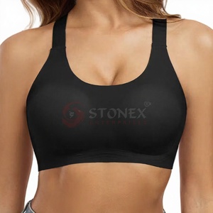 สปอร์ตบราสตรีสำหรับออกกำลังกายโยคะสีดำวัสดุผ้าสแปนเด็กซ์/ ไนลอน - Product Image 1