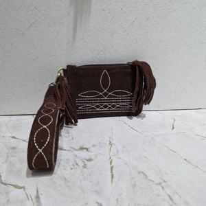 Bolsos de mano de lujo con logotipo personalizado para mujer, bolsos de mano de cuero genuino para noche, bolsos de mano con flecos largos y cremallera - Product Image 1