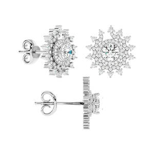 Pendientes de diamantes de oro blanco de 10K de alta calidad Hermoso proveedor indio a buen precio - Product Image 1