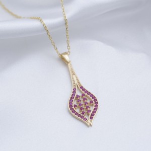 <b>Ruby</b> CZ Stone Handcrafted Elegant New Design Charm <b>Necklace</b> 925 Silver Jewelry Wholesale - Product Image 2