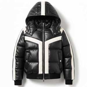Chaqueta Acolchada de Invierno para Hombre, Directo de Fábrica, con Capucha Brillante, Dos Tonos, Informal, con Relleno de Plumón de Pato - Product Image 1