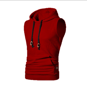 Haute qualité 100% coton hommes pull sans manches été cordon à capuche pour les entraînements de gymnastique entraînement musculaire - Product Image 2