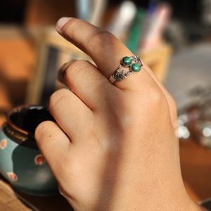 Anillo de Plata de Ley con Diseño de Hoja de Larimar, Estilo Religioso, Colección para Bodas, Fiestas, Aniversarios, Compromisos - Regalo - Product Image 3