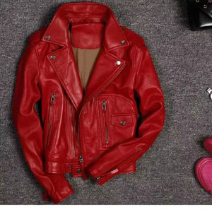 Wholesale 2024 Women's Vintage Long Sleeve Casual Jacket <b>Zipper</b> Fly Stand Collar New Winter Fashion Outerwear Leather Style - Product Image 1