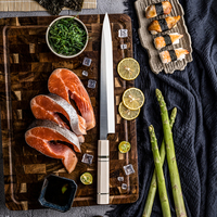 Vente en gros de couteaux de cuisine professionnels japonais en acier Damas, fabriqués à la main, ambidextres, pour chef et sushi, OEM, compatibles lave-vaisselle, marque PRESTIGE BLADES
