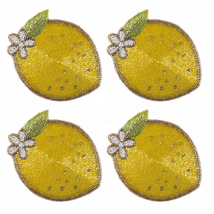 Dessous de verre ronds perlés de haute qualité faits à la main, lot de 4 tapis de boisson perlés pour décoration de table à manger et à café - Product Image 6