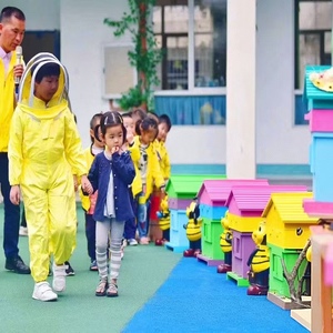 ชุดหมีผ้าฝ้ายระบายอากาศป้องกันไฟฟ้าสถิตย์สีเหลือง1ชิ้นชุดหมีสำหรับเด็กกันผึ้งพร้อมหมวกป้องกันผึ้งเครื่องมือเลี้ยงผึ้ง - Product Image 6