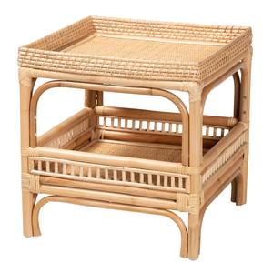 Best Seller Sustainable Natural Rattan <b>Side</b> <b>Table</b> With <b>Storage</b> Shelf Natural Finish Handmade Furniture For Wholesale Bulk Buyers - Product Image 1